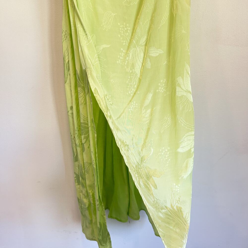 For Love & Lemons Llana Satin Midi Dress Green Size M - Picture 8 of 11